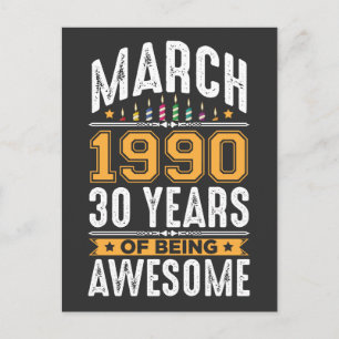Carte Postale Mars 1990 30 Ans 30e Fête d'anniversaire