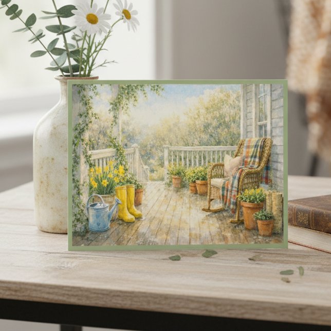 Carte Postale Mars Après Une Journée Pluvieuse Porche Aquarelle (Créateur téléchargé)