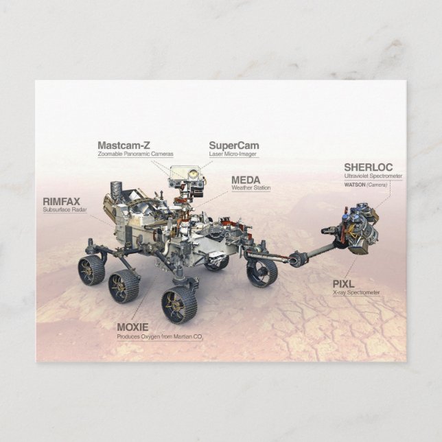 Carte Postale Mars La Persévérance Rover Avec Instruments (Devant)