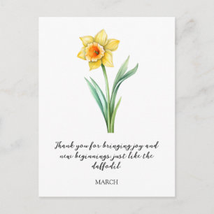 CARTE POSTALE MARS NARCISSE FLEUR DE NAISSANCE EN AQUELLE