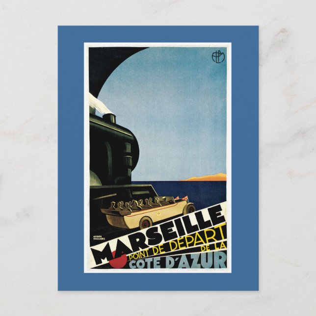 Carte Postale Marseille Vintage Français Travel Poster (Devant)