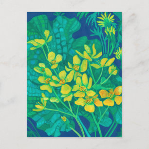 Carte Postale Marsh Marigold Fleurs sauvages d'été peinture flor