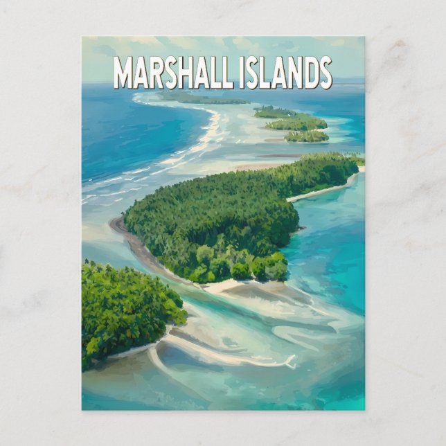 Carte Postale Marshall Islands Illustration Travel Art Vintage (Devant)