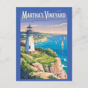Carte Postale Martha’s Vineyard Massachusetts Lighthouse Travel
