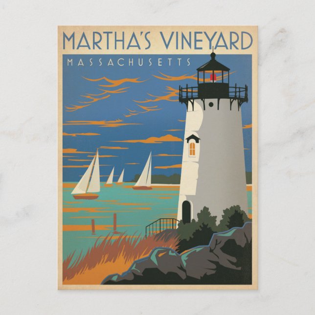 Carte Postale Martha's Vineyard, MA - Lighthouse (Devant)