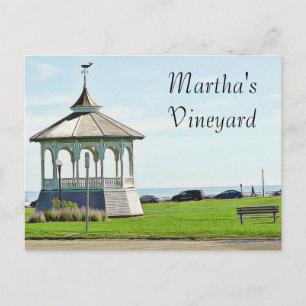 Carte Postale Martha's Vineyard Ocean Bench et Gazebo Postcard