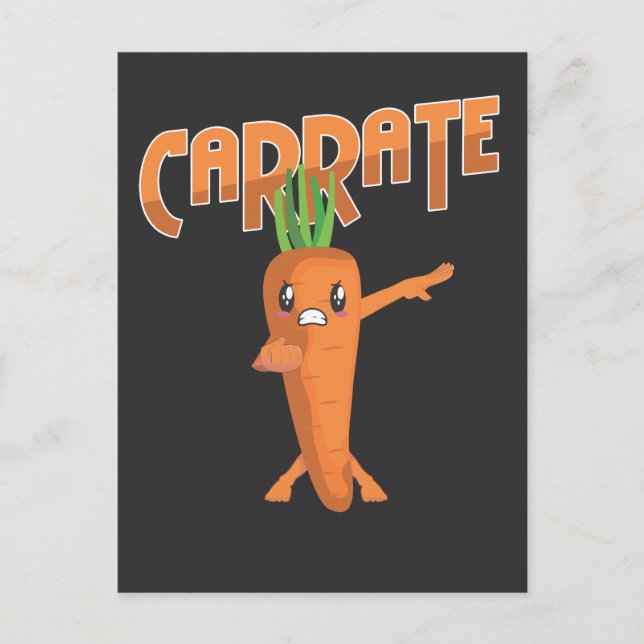 Carte Postale Martial Art Vegan Fighan Vegetarian Karate Carrot (Devant)