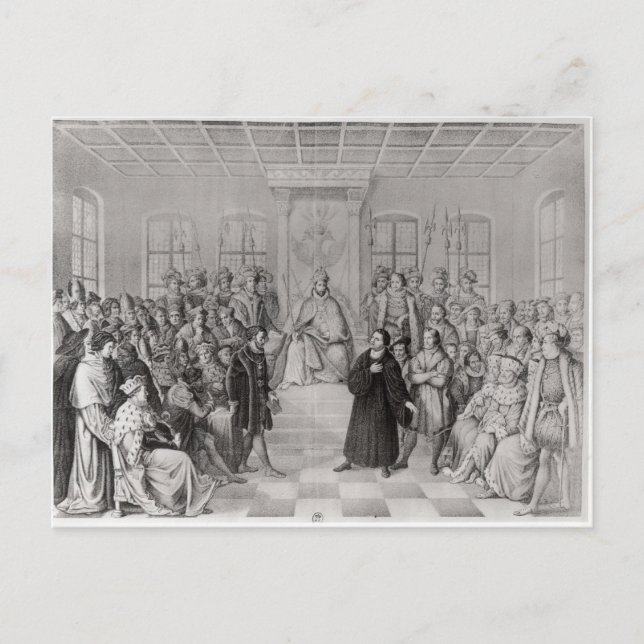 Carte Postale Martin Luther devant Charles V (Devant)