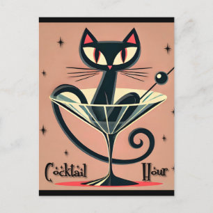 Carte Postale Martini Black Cat Futuriste Atomique Espace