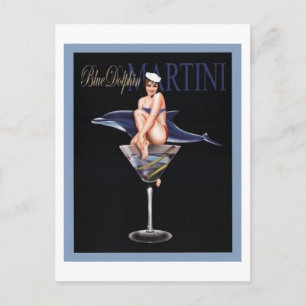 Carte Postale Martini dauphin bleu