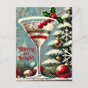 Carte Postale Martini de Noël Retro les années 50 Cranberry