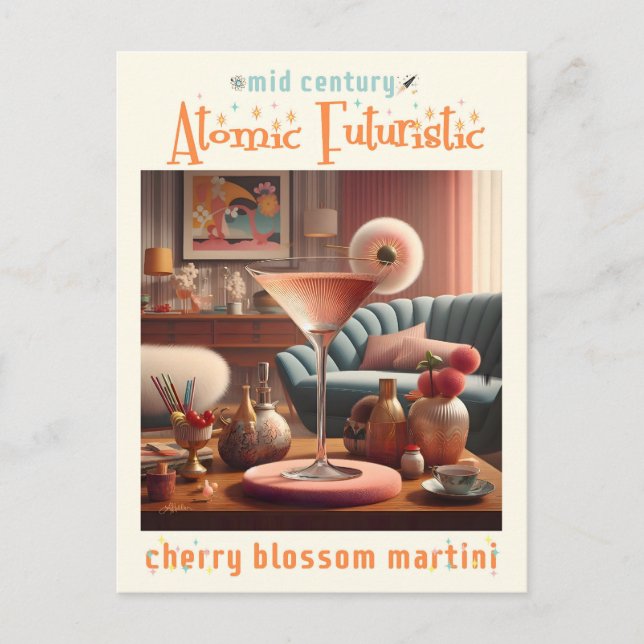 Carte Postale Martini Futuriste Atomique à la Fleur de Cerisier (Devant)