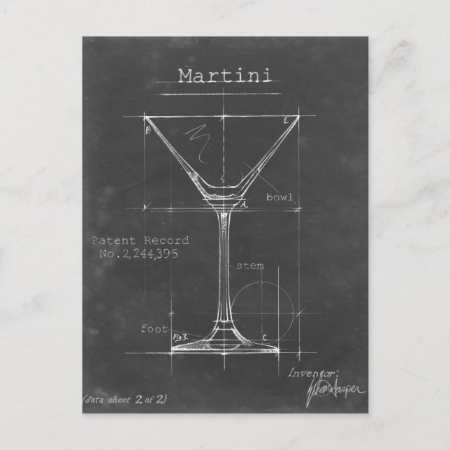 Carte Postale Martini noir et blanc Plan directeur (Devant)