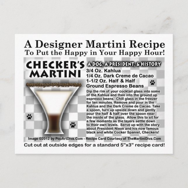 CARTE Postale MARTINI RECEPE DE CHECKER (Devant)