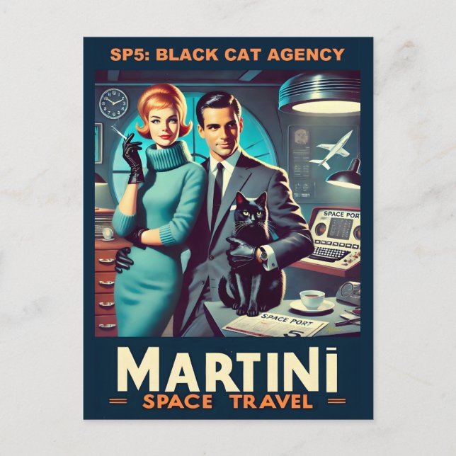 Carte Postale Martini Space Travel Poster SP5 : Agence de Chat N (Devant)