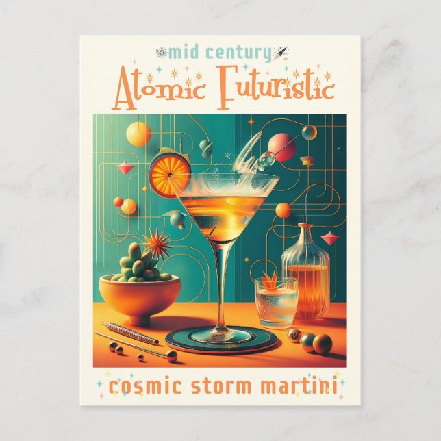 Carte Postale Martini tempête cosmique futuristic atomique (Devant)