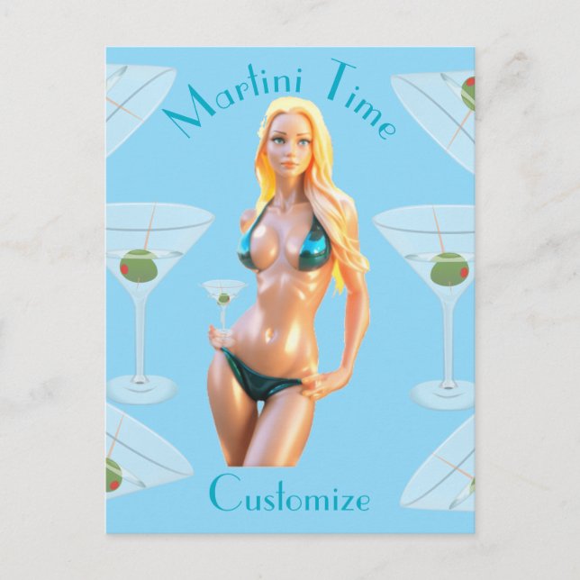 Carte Postale Martini time Bikini Babe Thunder_Cove  (Devant)