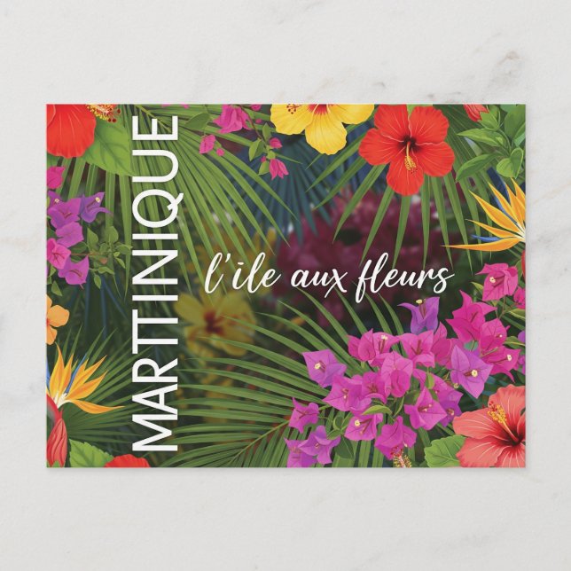 Carte postale Martinique fleurs tropicales" (Devant)
