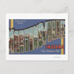 Carte Postale Martinsville, Indiana - Scènes de grandes lettres