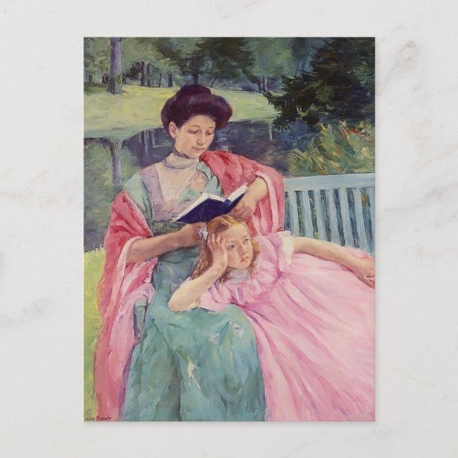 Carte Postale Mary Cassatt-Auguste Lecture de sa fille (Devant)