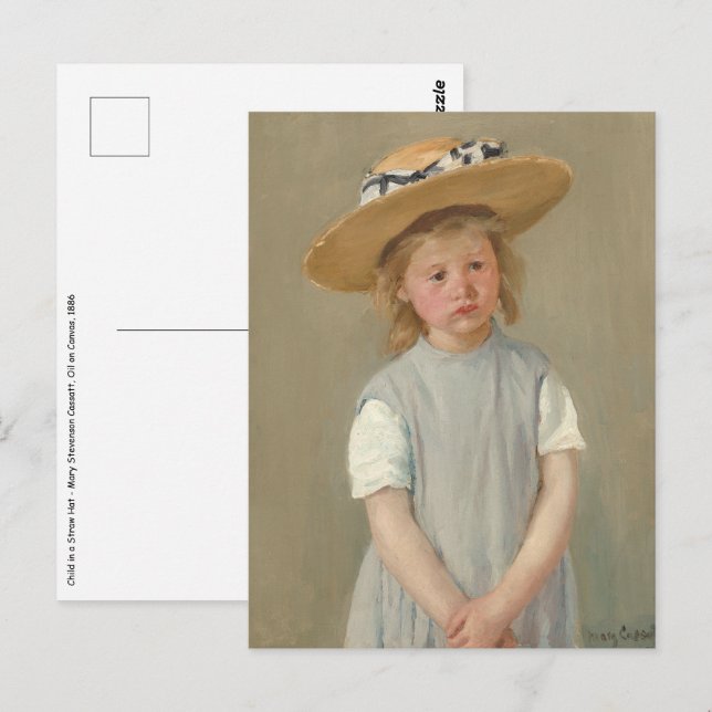 Carte Postale Mary Cassatt - Enfant en paille Casquette (Devant / Derrière)