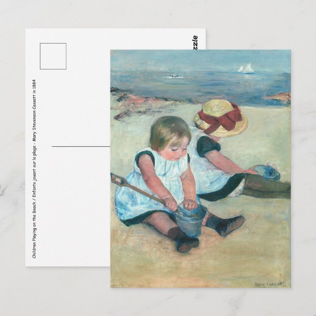 Carte Postale Mary Cassatt - Enfants jouant sur la plage (Devant / Derrière)