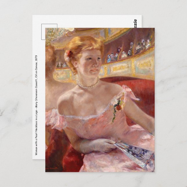 Carte Postale Mary Cassatt - Femme avec collier de perle dans un (Devant / Derrière)