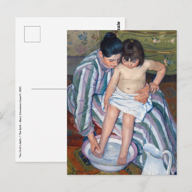 Carte Postale Mary Cassatt - Le bain de l'enfant (Devant / Derrière)