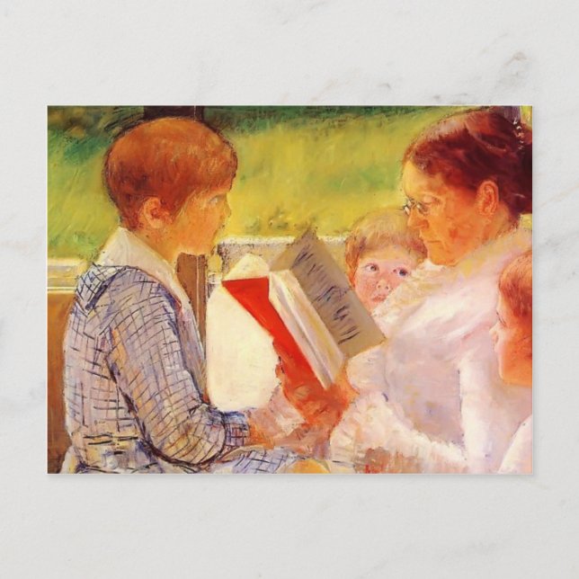 Carte Postale Mary Cassatt- Mme Cassatt Lire aux petits-enfants (Devant)