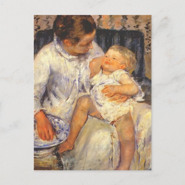 Carte Postale Mary Cassatt-Mother sur le point de laver son enfa (Devant)