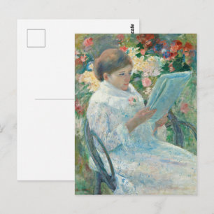 Carte Postale Mary Cassatt Sur un balcon Femme lisant Jardin Art