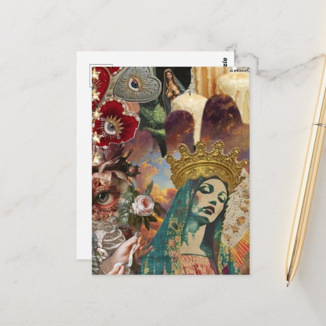 Carte Postale Mary Collage (Devant/Arrière en situation)