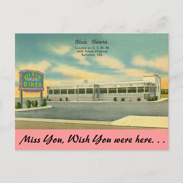 Carte Postale Maryland, Dixie Diners, Baltimore (Devant)