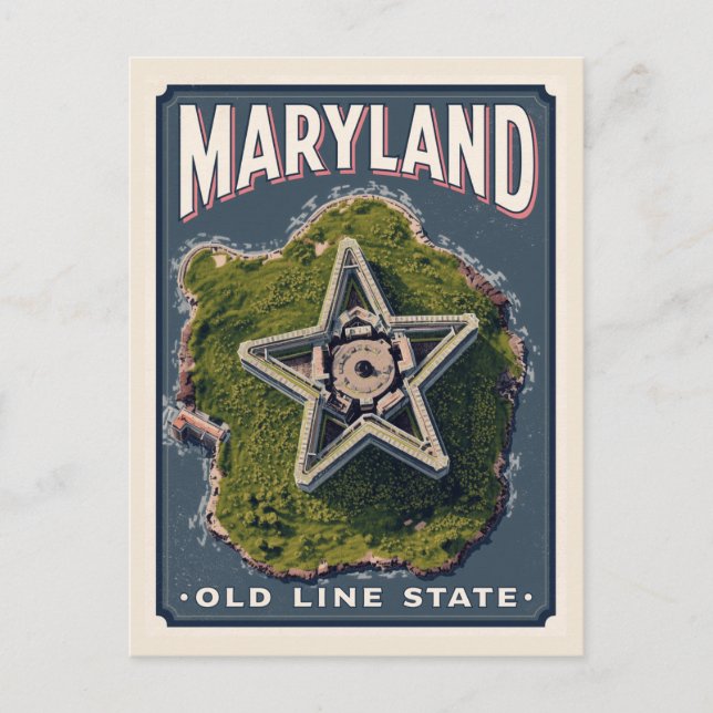 Carte Postale Maryland Old Line State Star Fort Aerial View (Devant)