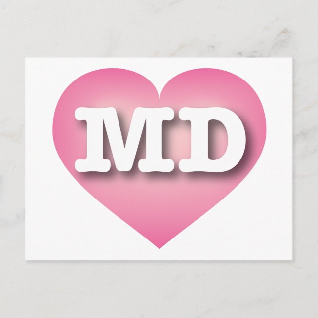 Carte Postale Maryland Rose Fade Heart - J'aime MD (Devant)