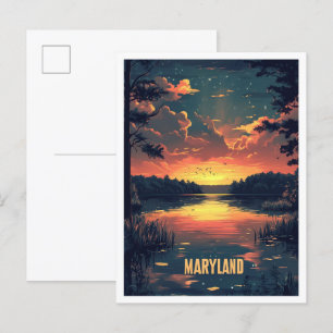 Carte Postale Maryland USA Art Vintage Illustration Voyage