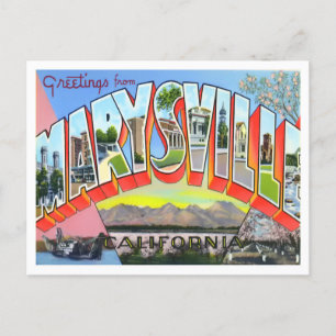 Carte Postale Marysville, Californie Vintage Big Letters