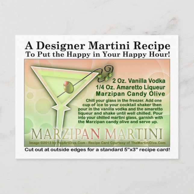 Carte postale Marzipan Martini Recette (Devant)