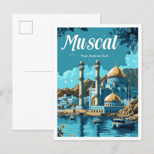 Carte Postale Mascate Oman Illustration de voyage artistique