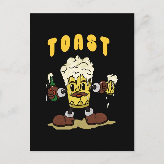 Carte Postale Mascotte du toast à la bière (Devant)