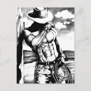 Carte Postale Masculine d'art artisanal Western Cowboy