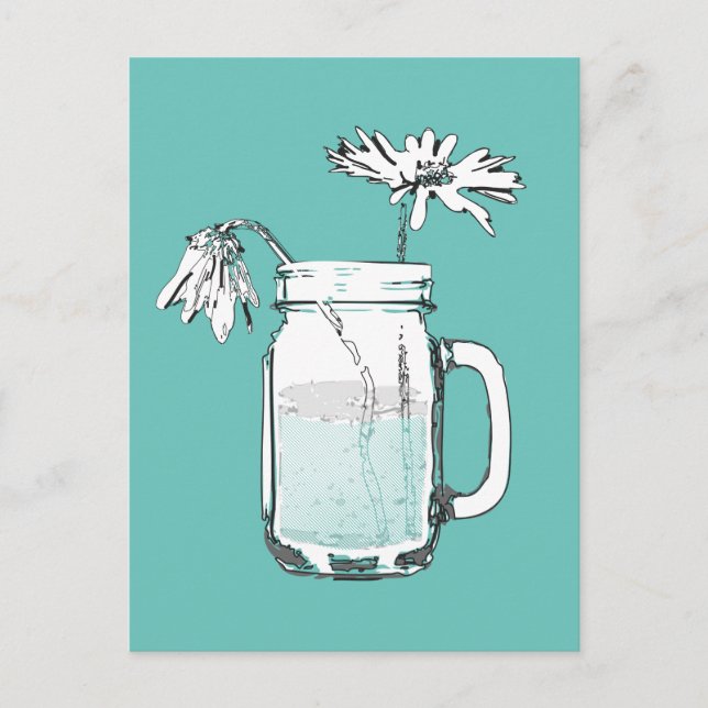 Carte Postale mason jar daisies postcard (Devant)