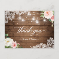 Mason Jar illumine le Merci Mariage Floral Rustiqu