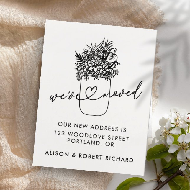 Carte Postale Mason Jar Nous avons déménagé une nouvelle maison  (Créateur téléchargé)