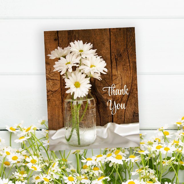 Carte Postale Mason Jar White Daisies Barn Mariage Merci (Créateur téléchargé)