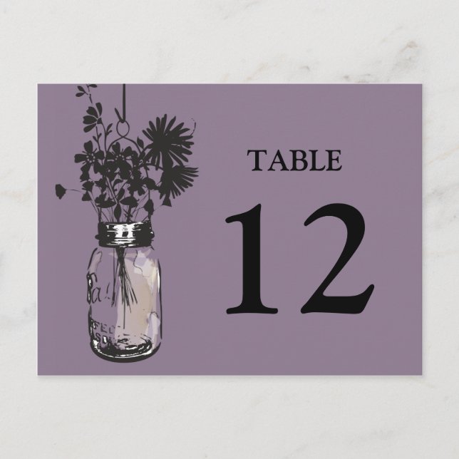 Carte Postale Mason Jar & Wildflowers Table Card (Devant)