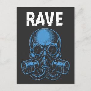 Carte Postale Masque à gaz de crâne de rave