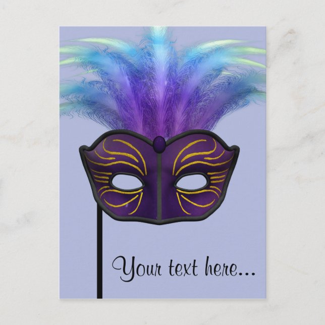 Carte Postale Masque de mascarade violet pour la fête du carnava (Devant)