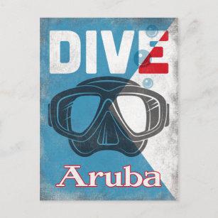 Carte Postale Masque de plongée Vintage Aruba