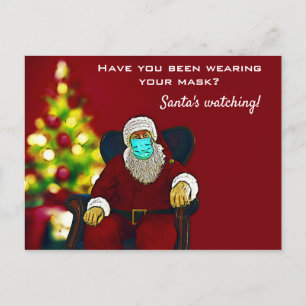 Carte Postale Masque de visage de Père Noël de Noël Coronavirus 